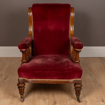 Lot 49 - A oak framed Howard style Victorian armchair
