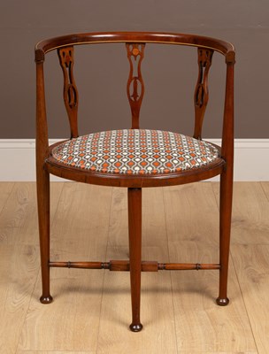 Lot 209 - An Edwardian mahogany and birch inlaid tub chair