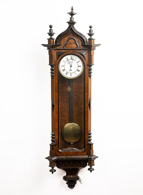 Lot 73 - Vienna regulator wall clock in a walnut Gothic...