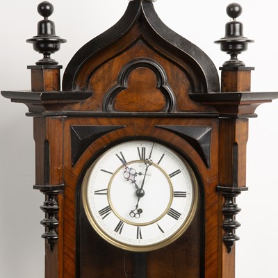 Lot 73 - Vienna regulator wall clock in a walnut Gothic...