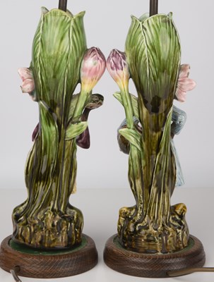 Lot 242 - A pair of late 19th century Majolica figural...