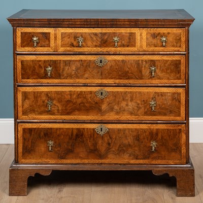 Lot 532 - A William and Mary style chest of four long drawers