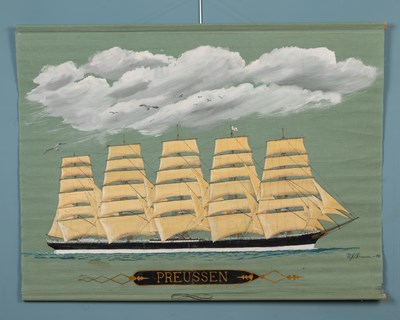 Lot 592 - V J Svensson (late 20h century school), portrait of the five-masted sailing ship Preussen