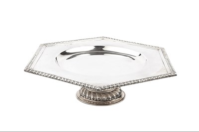 Lot 660 - A silver hexagonal tazza, with gadrooned...