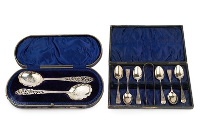 Lot 664 - A pair of Edwardian silver serving spoons,...