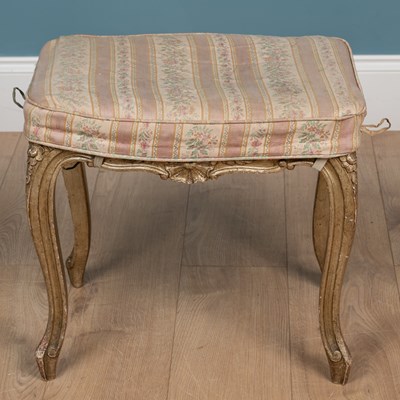 Lot 551 - A Rococo style dressing table stool with a silk upholstered top