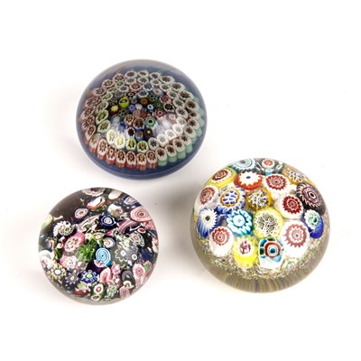 Lot 245 - Three antique French style Millefiori...