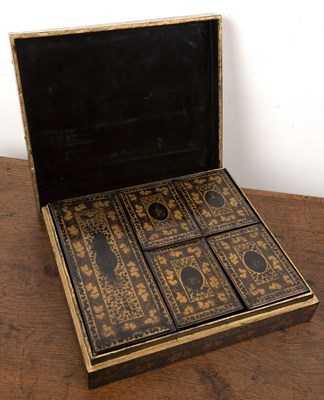 Lot 425 - Export lacquer games box and a large quantity...