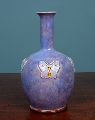 Lot 590 - A Victorian Royal Doulton lilac glazed bottle vase