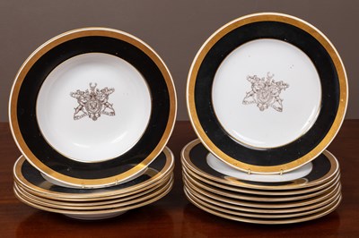 Lot 432 - A Spode part dinner service with the Hoare coat of arms