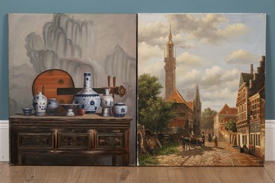 Lot 625 - A 17th century style Dutch street scene