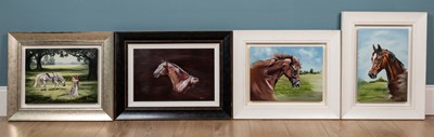 Lot 627 - M D Meyer (21st century school), three various paintings of horses and a further decorative picture