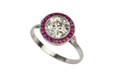 Lot 190 - A diamond and ruby cluster ring, the old...