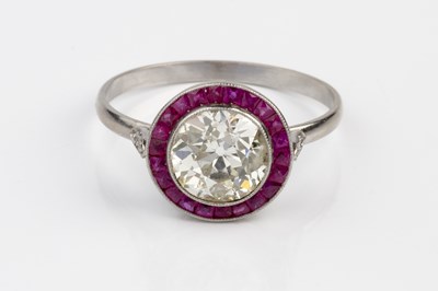 Lot 190 - A diamond and ruby cluster ring, the old...