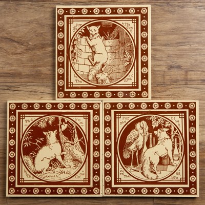 Lot 319 - Three Mintons tiles from the 'Aesop's fables'...