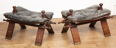 Lot 45 - Pair of Benares camel stools Indian, with...