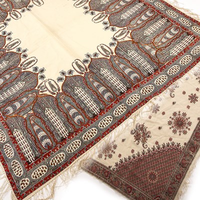 Lot 252 - An Indian Kashmir shawl 164cm x 164cm and a...