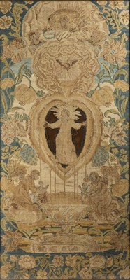 Lot 253 - An 18th century Berlin needlework panel with a...