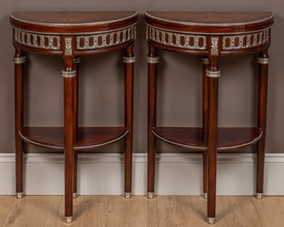 Lot 54 - A pair of 19th century French Empire style demi-lune fold-over side tables