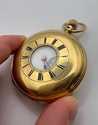 Lot 228 - A late Victorian 18ct gold half hunter pocket...