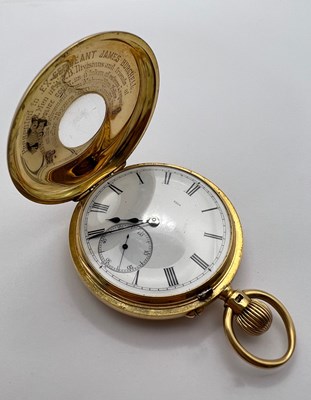 Lot 228 - A late Victorian 18ct gold half hunter pocket...