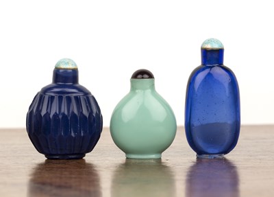 Lot 382 - Three glass snuff bottles Chinese, 1850-1900...