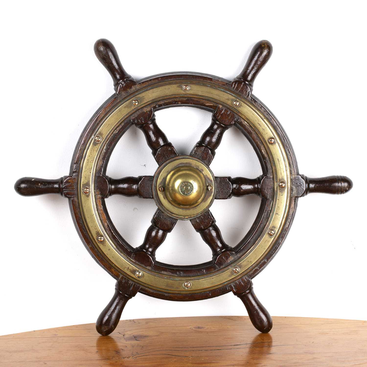 Lot 65 - Simpson and Lawrence ships wheel brass bound