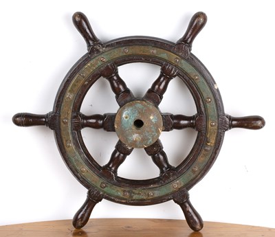 Lot 65 - Simpson and Lawrence ships wheel brass bound...