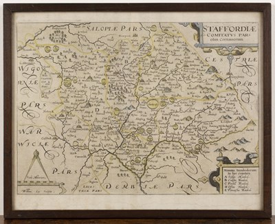 Lot 137 - Antiquarian map William Kip, Staffordshire...