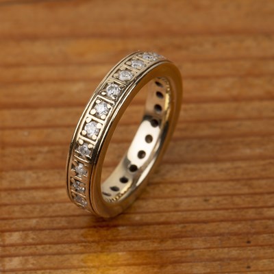 Lot 265 - 9ct gold full hoop ring with channel set...