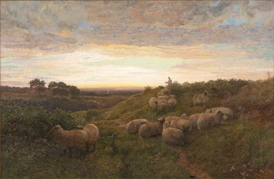 Lot 131 - George Shalders (1825-1873) 'Herd of sheep in...