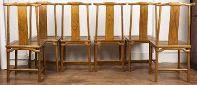 Lot 9 - Set of six provincial elm dining chairs...