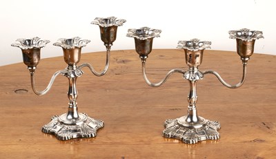 Lot 266 - Pair of silver candelabrum in classical style,...