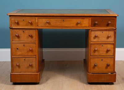 Lot 711 - A mahogany pedestal desk