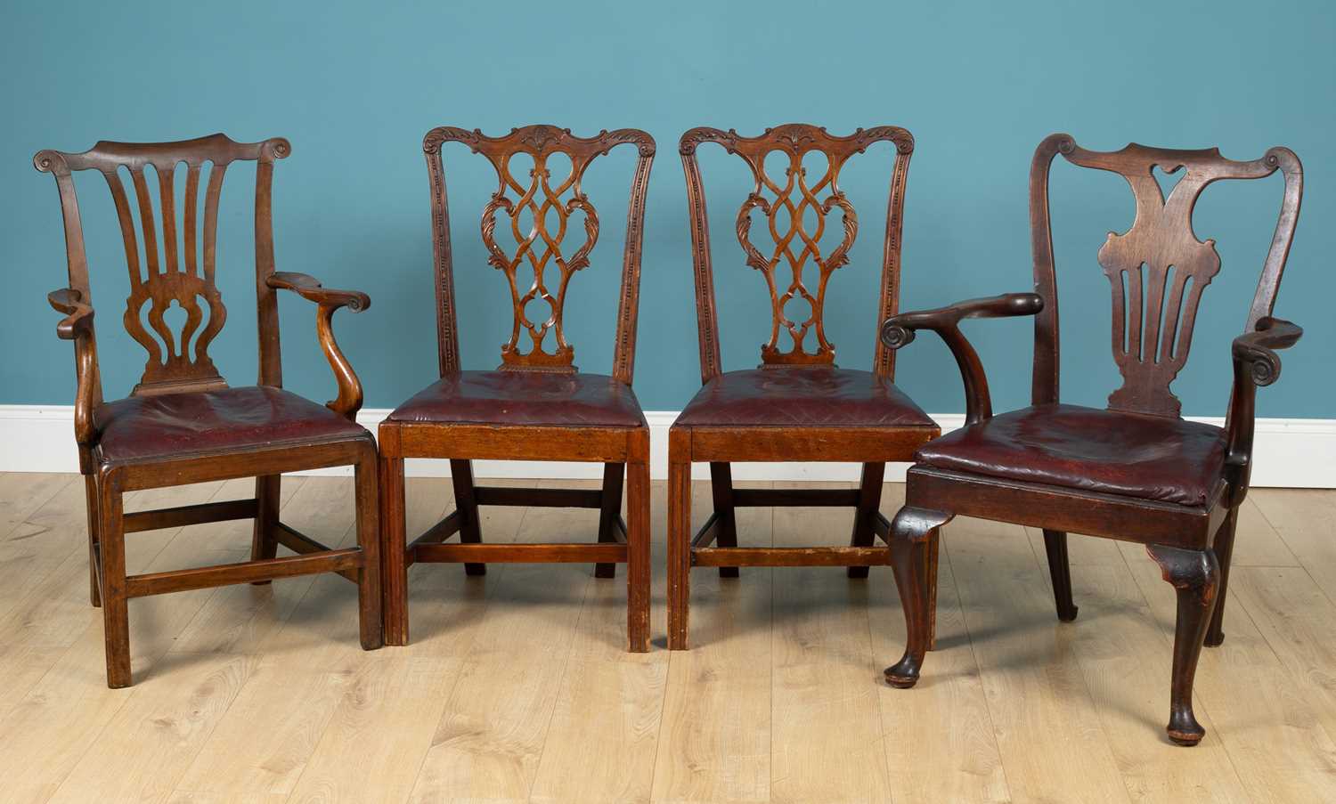 Lot 366 - Four 19th Century dining chairs