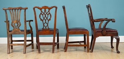 Lot 366 - Four 19th Century dining chairs