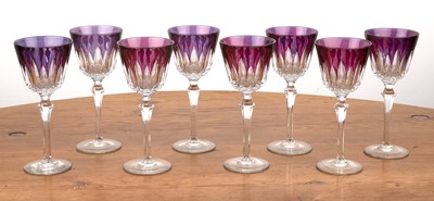 Lot 267 - Set of eight flashed and cut glass drinking...