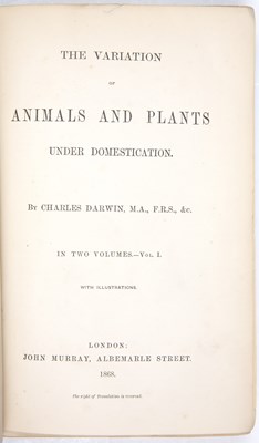 Lot 453 - Darwin (Charles). ‘The Variation of Animals...