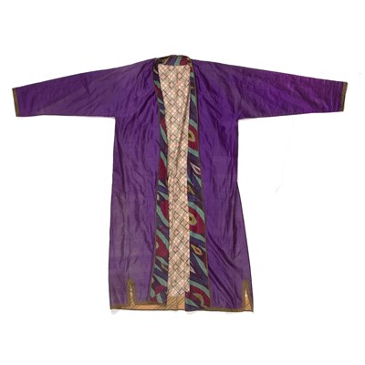 Lot 207 - Purple silk chapan pre 1940, bordered with...