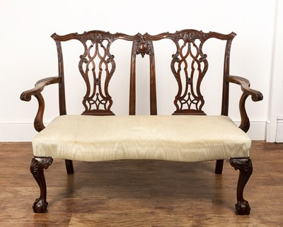 Lot 41 - Chippendale style mahogany two-chair back...