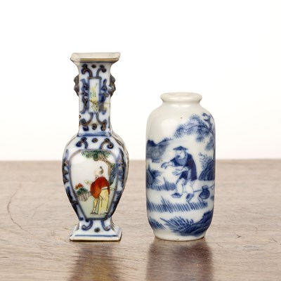 Lot 297 - Miniature porcelain square vase Chinese,...