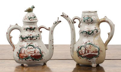 Lot 374 - Two glazed faience pots Italian, each with a...