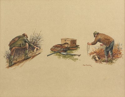 Lot 215 - Brian Rawling Hunting vignettes, signed and...