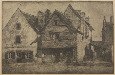 Lot 160 - Untitled: Street with Houses etching, stamped...