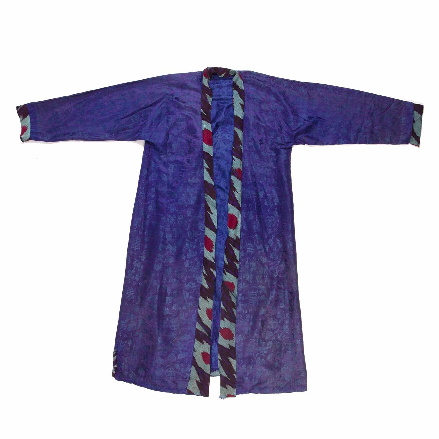 Lot 380 - Silk blue/purple coat Chinese, with icat...