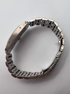 Lot 253 - A lady's 18ct white gold and diamond set 'Tank...