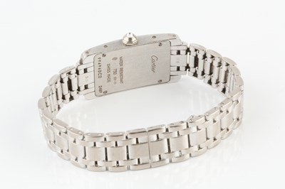 Lot 253 - A lady's 18ct white gold and diamond set 'Tank...
