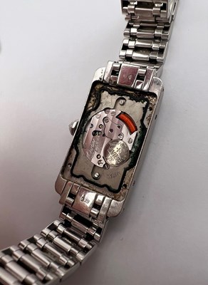 Lot 253 - A lady's 18ct white gold and diamond set 'Tank...