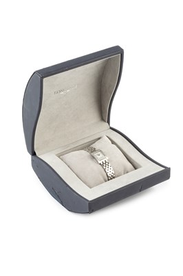 Lot 251 - A lady's stainless steel and diamond set...