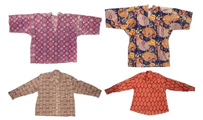 Lot 219 - Four printed cotton shirts Russian and Indian,...